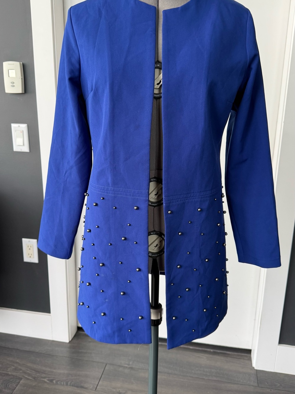 DSQUARED Royal Blue Embellished Open-Front Blazer